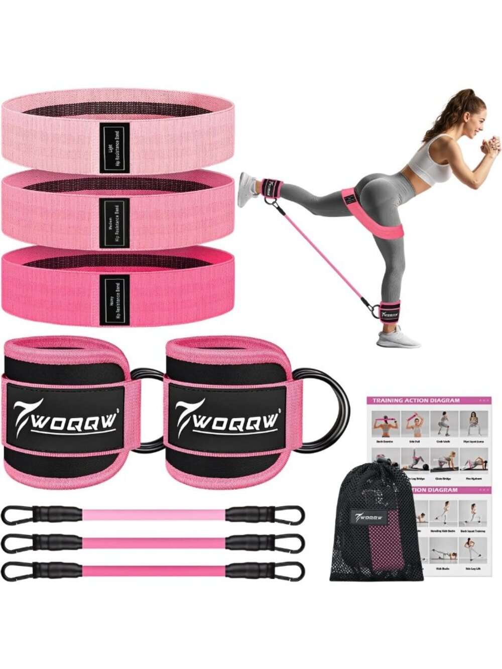 Resistance Bands Set for Legs & Glutes - Fabric Booty Bands, Home Gym Fitness